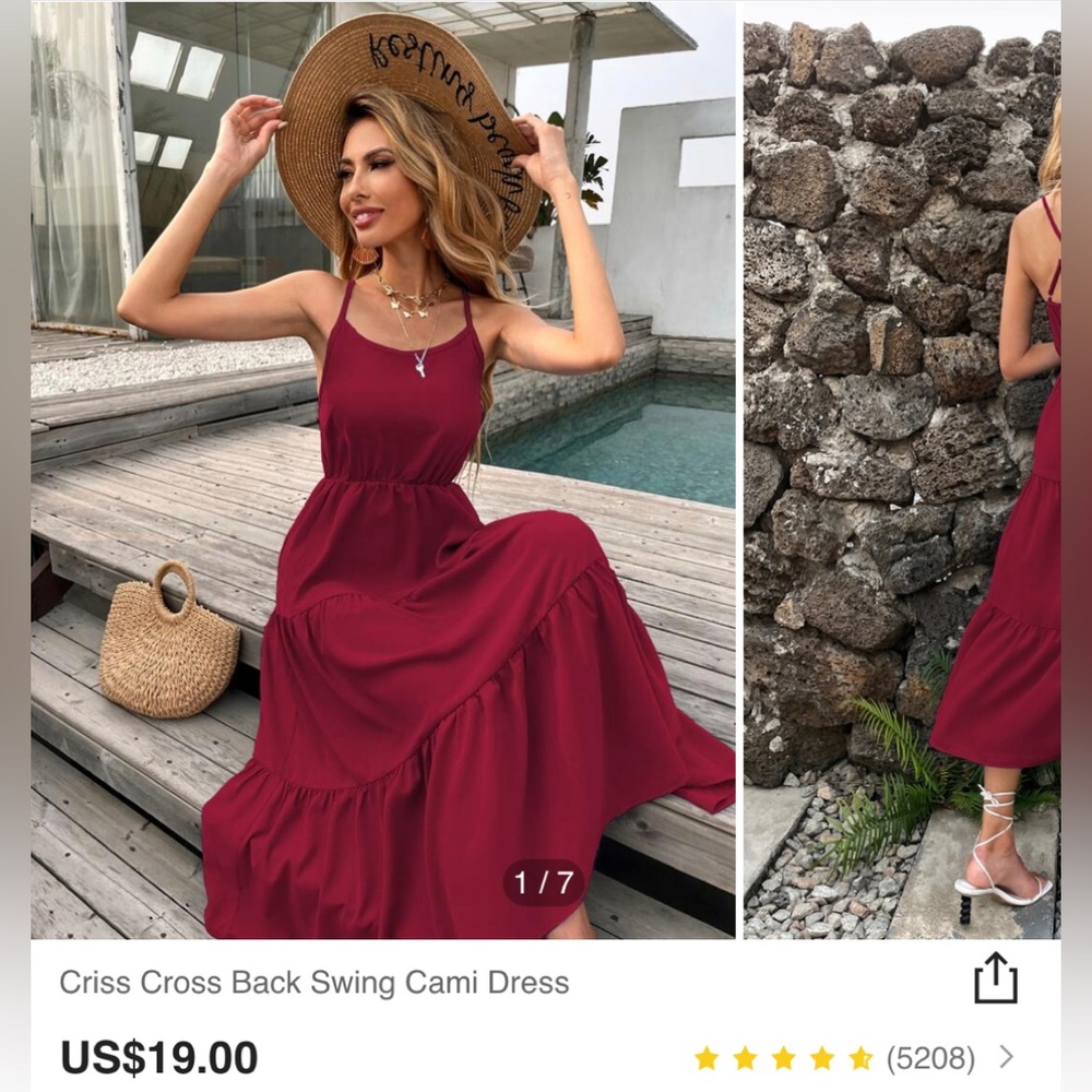 Size 4 Criss Cross Back Swing Cami Dress